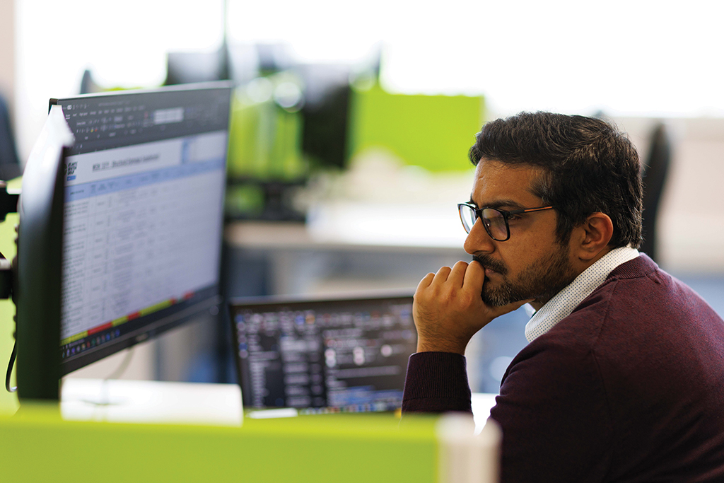 employee at a computer