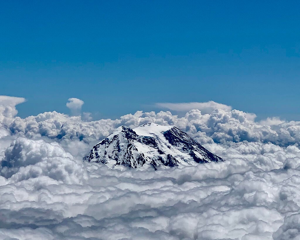 Flying near Mount Ranier
