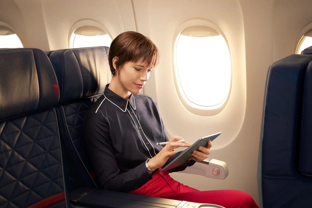 Delta Air Lines passenger working