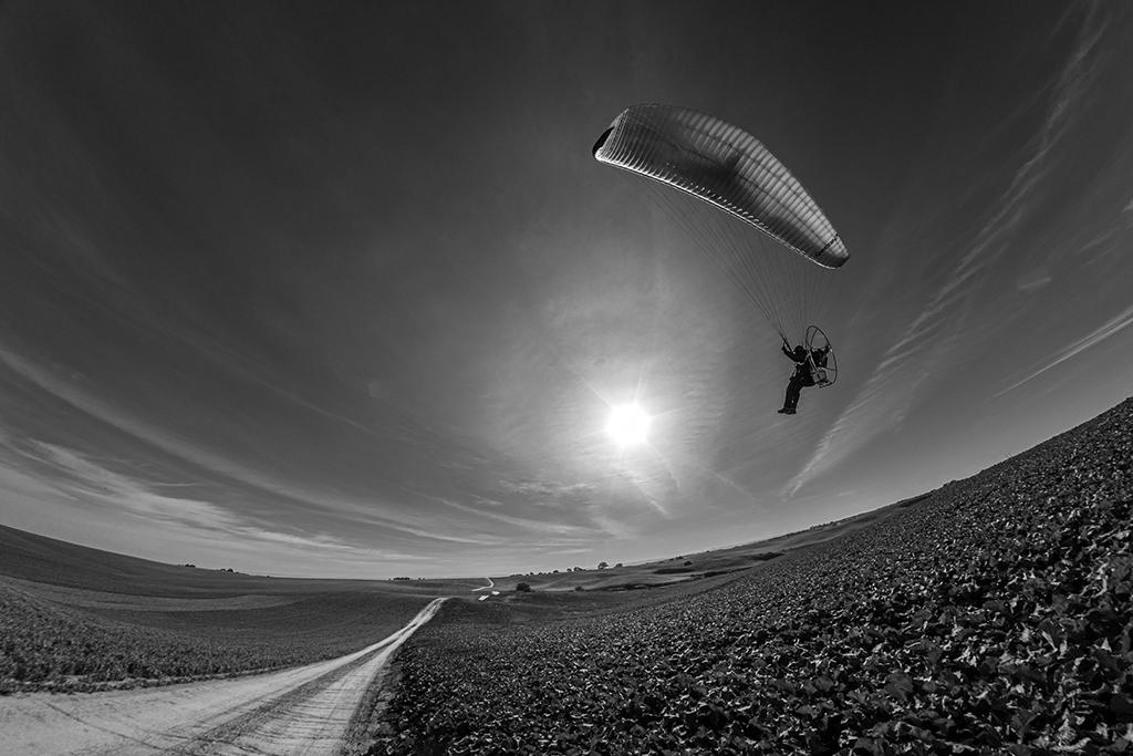 ultralight aircraft in flight
