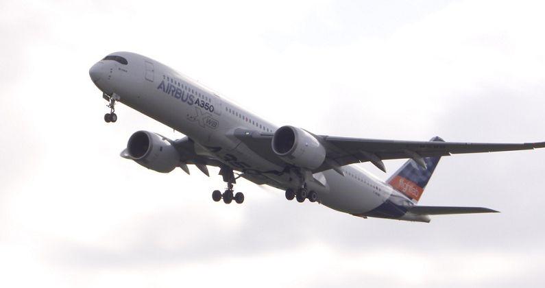 A350 takeoff with 100 percent SAF onboard