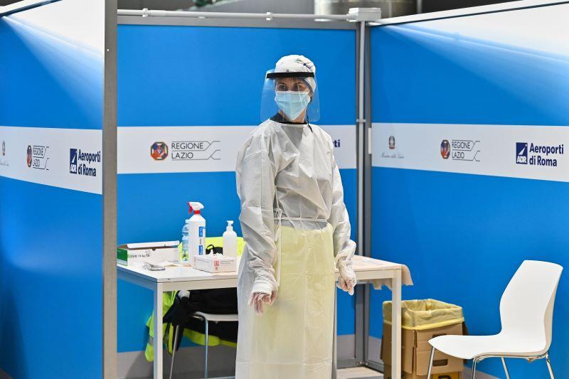 COVID-19 rapid antigen swab test at Fiumicino Airport