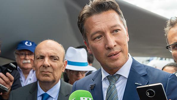 Dassault Aviation CEO Eric Trappier and Airbus Defense and Space CEO Dirk Hoke