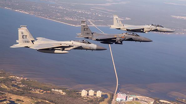 three F-15s in formation