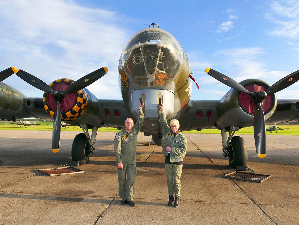 Peter Kuypers and Elly Sallingboe pictured with Sally B at Duxford