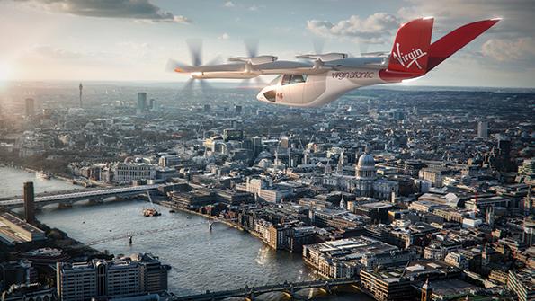 eVTOL flying over city