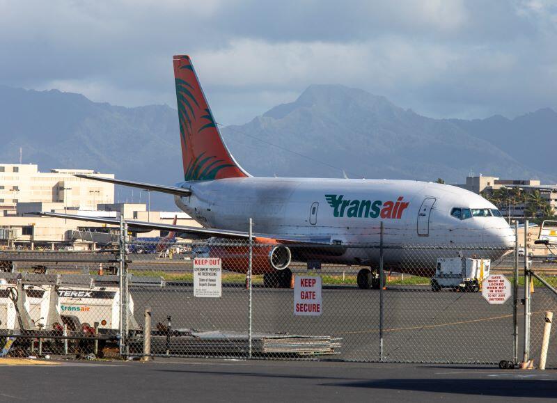 Boeing 737-200 cargo plane at Daniel K. Inouye International Airport