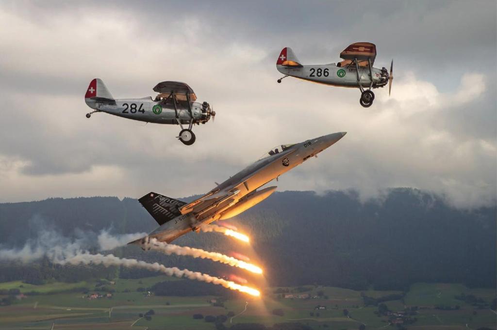 Boeing F/A-18C and Dewoitine D.26 fighters
