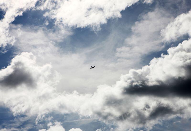 airplane in clouds