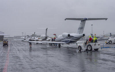 Aircraft arrive in Orlando carrying athletes and coaches for the Special Olympic Games.