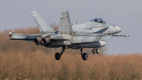 Boeing CF-18 in flight