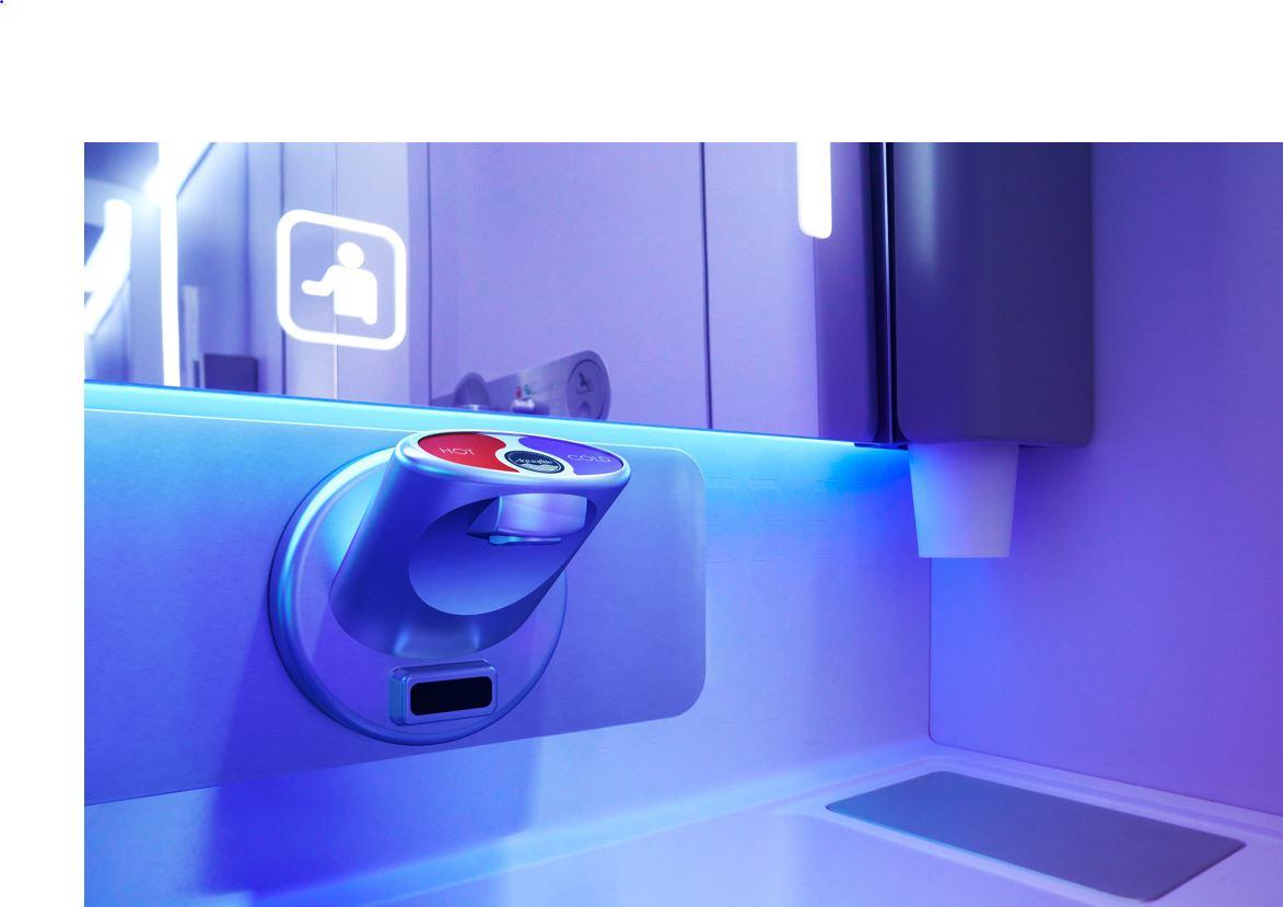 Touchless features in A320 lavatory cabin