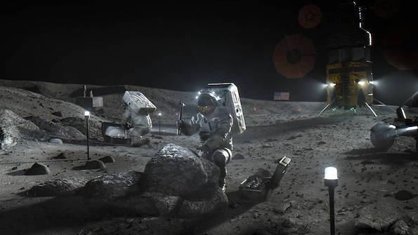 Illustration of Artemis astronauts on the Moon