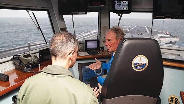 Bloomberg and Lanzilotta aboard the USS Ford