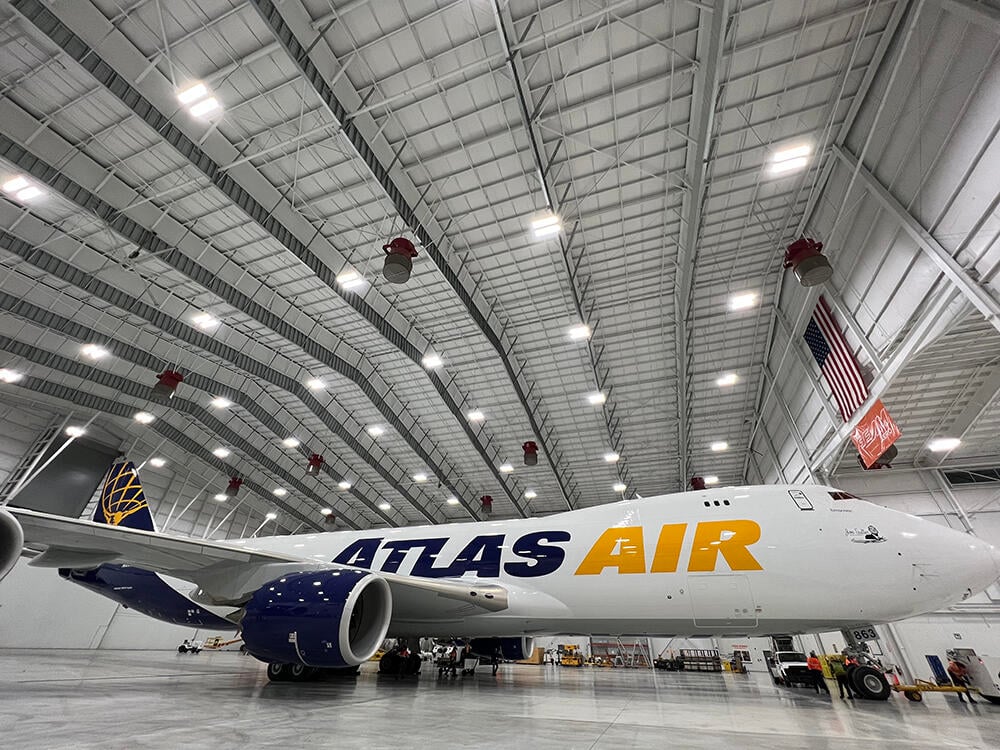 Atlas Air 747 in FEAM Aero CVG hangar