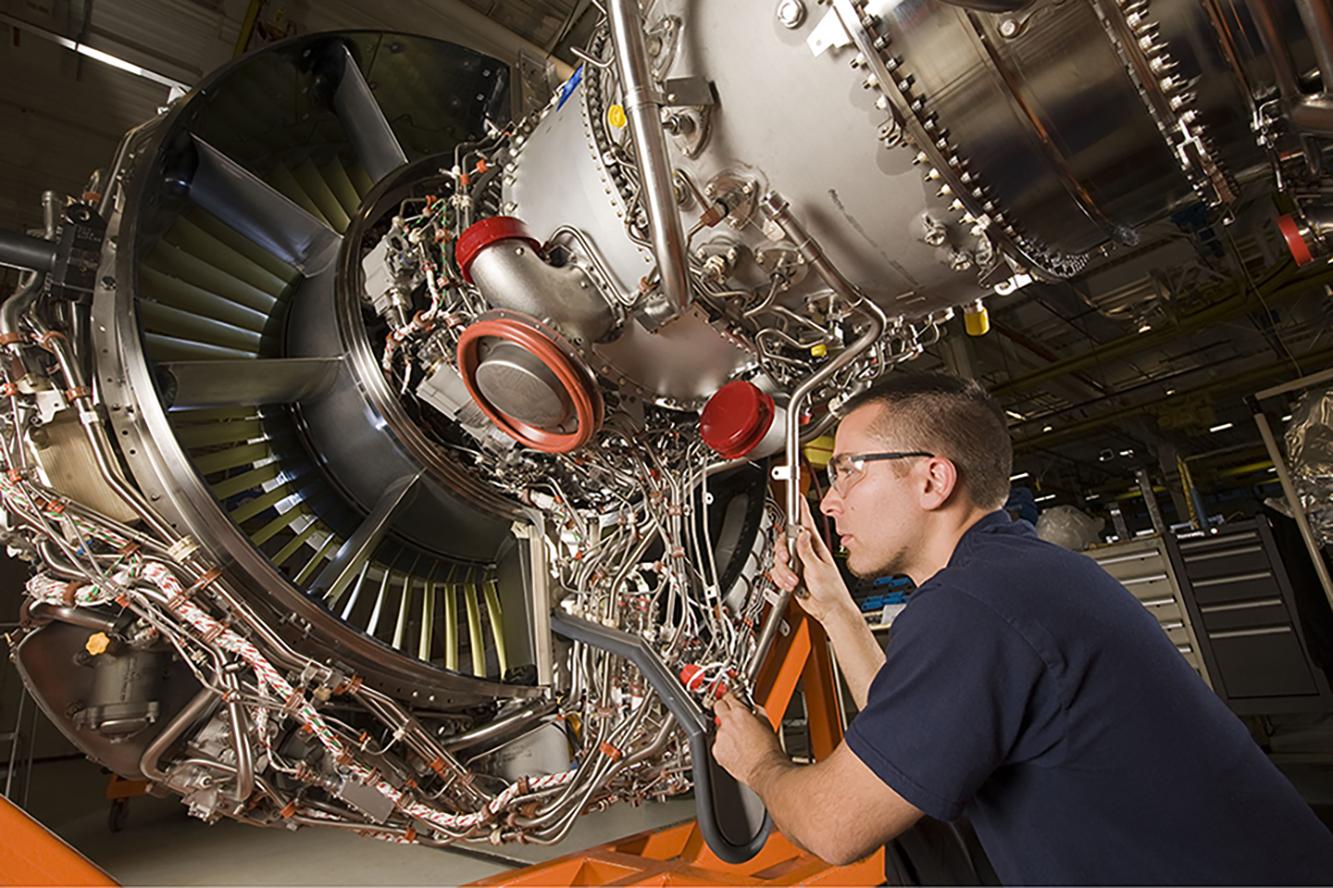 V2500 engine on the line