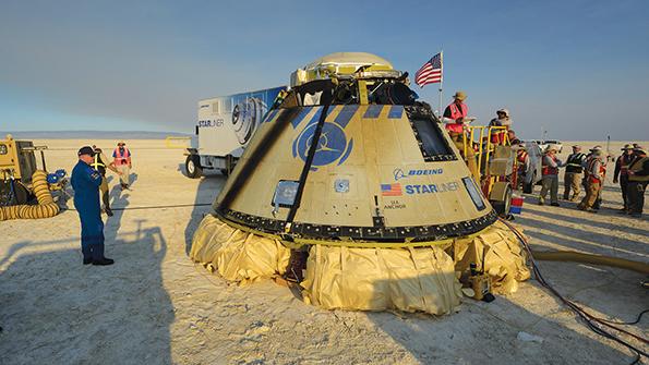 Boeing Starliner parachute touchdown