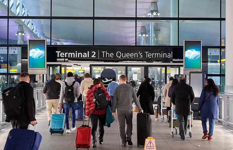 London Heathrow terminal 2 passengers walking