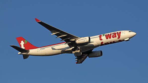 T'Way Air aircraft in flight