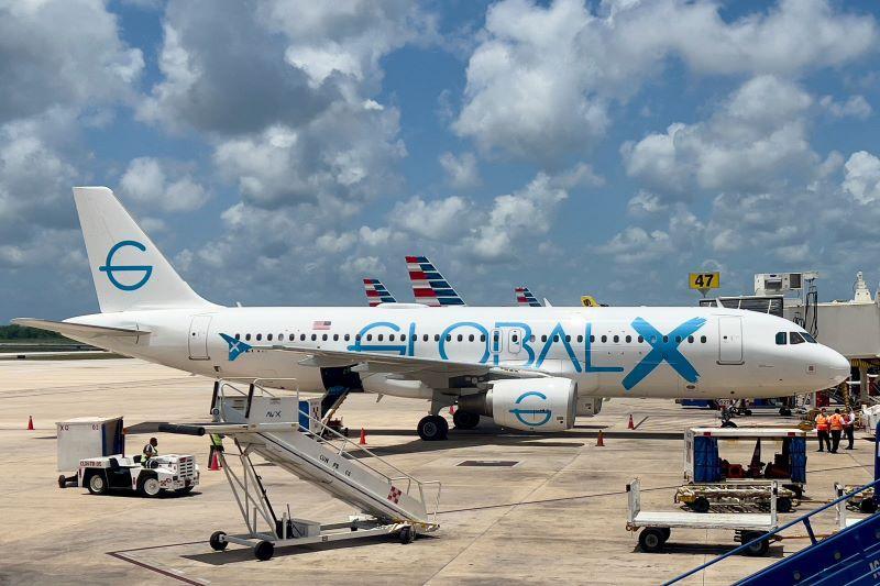 GlobalX aircraft at gate