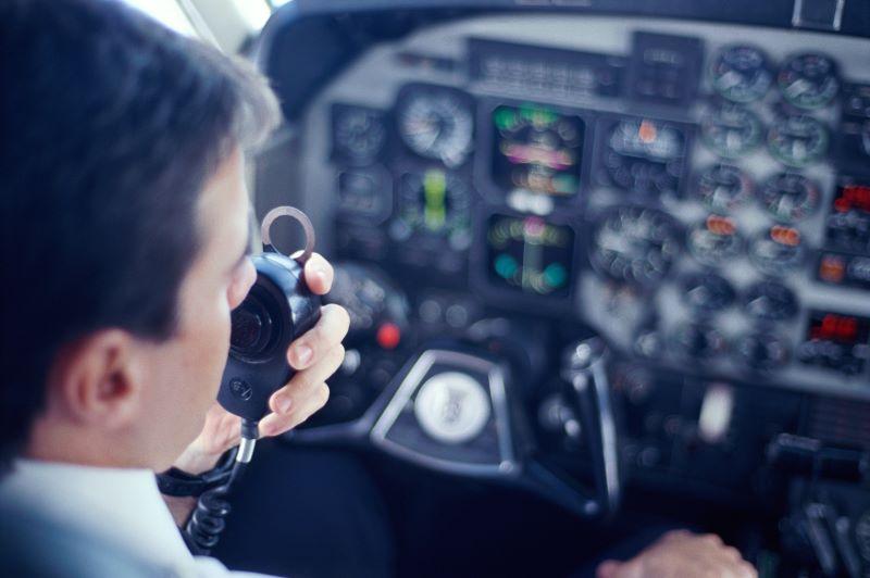 pilot in cockpit