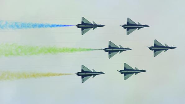 Chinese J-10 fighters flying in formation