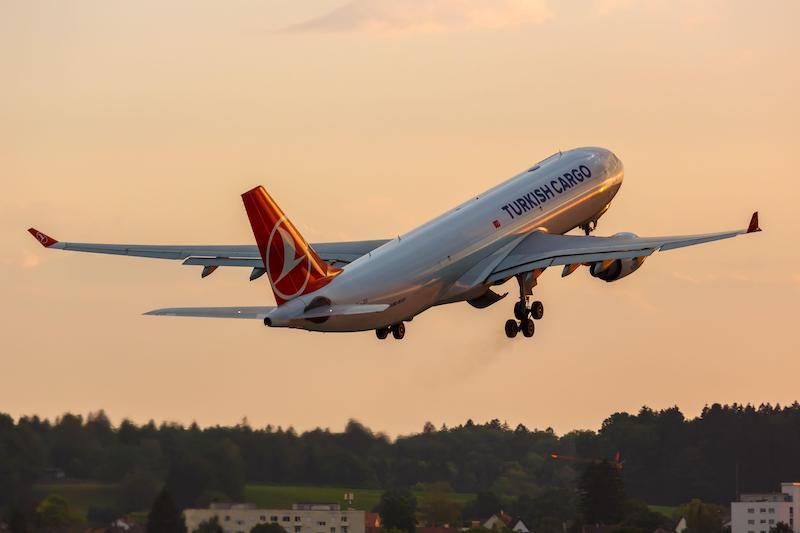 Turkish airlines cargo plane taking off