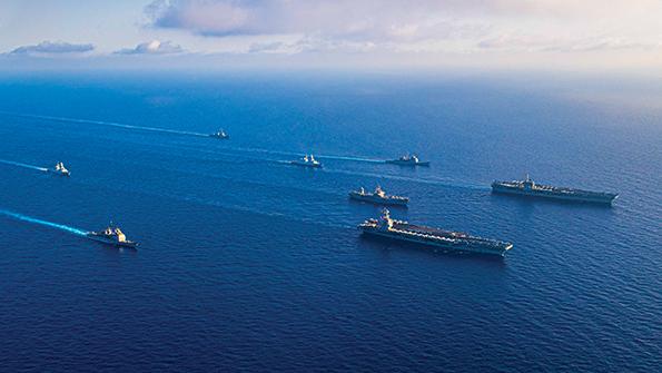 Nimitz-class carriers at sea