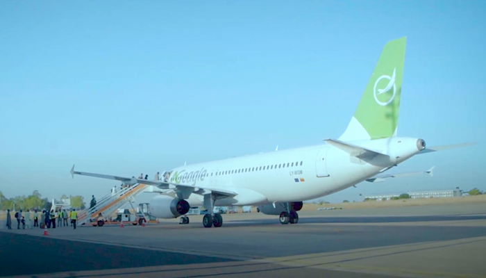 NG eagle jet on tarmac inaugural flight