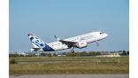 ultraefficient Airbus aircraft at takeoff